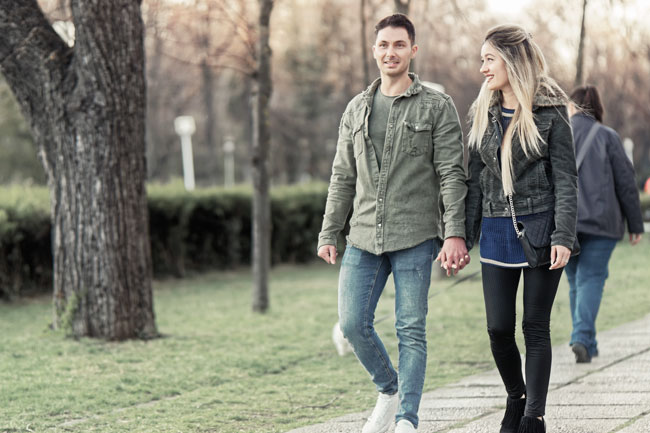 Couple walks