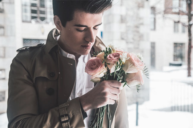 Guy with flowers